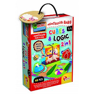 Lisciani Montessori Wood logika i kocke 2u1, 48 dijelova 96879