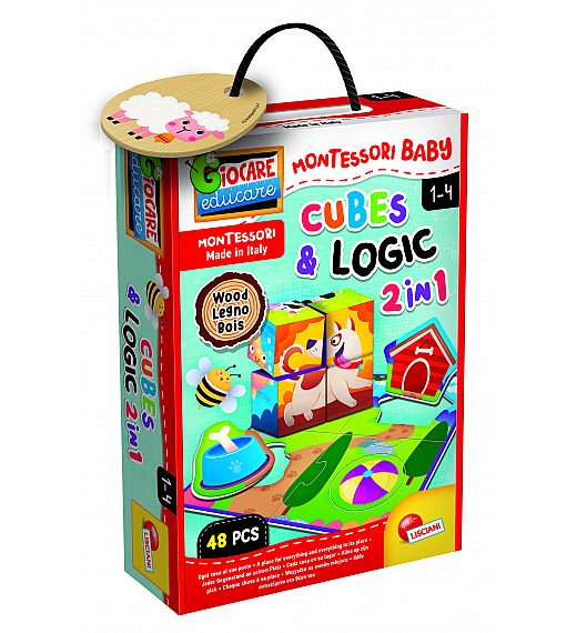 Lisciani Montessori Wood logika i kocke 2u1, 48 dijelova 96879