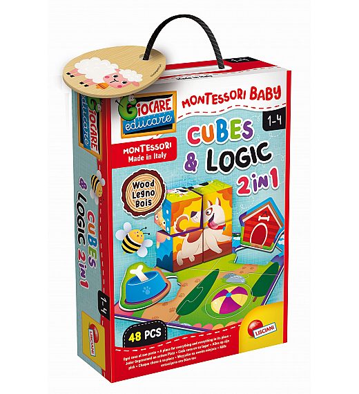 Lisciani Montessori Wood logika i kocke 2u1, 48 dijelova 96879