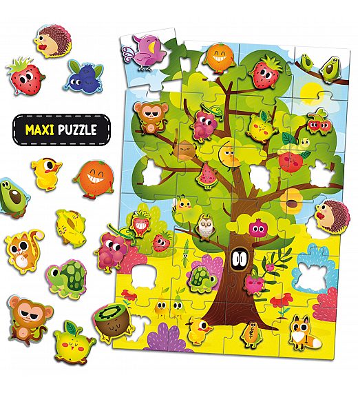 Lisciani Montessori Wood maxi puzzle voće i vezica 2u1 92260