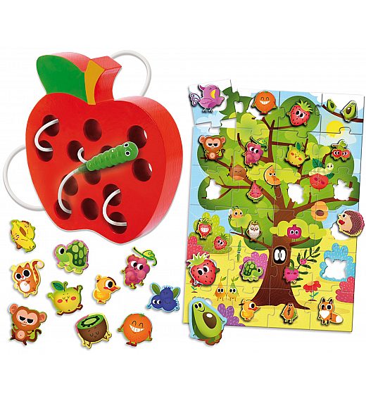 Lisciani Montessori Wood maxi puzzle voće i vezica 2u1 92260