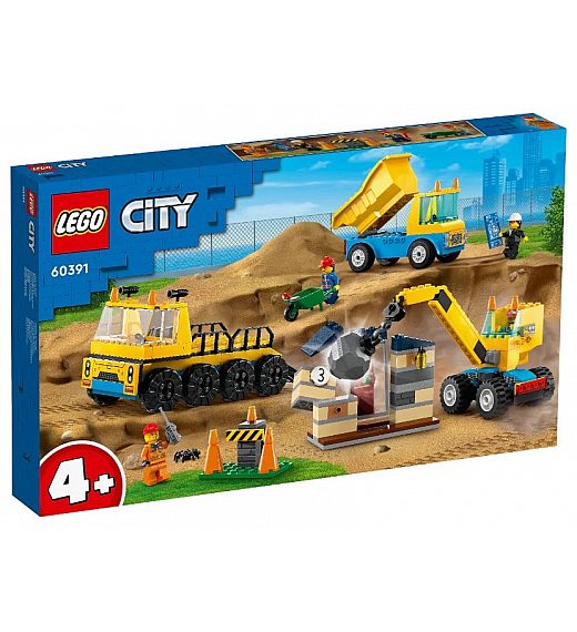 Kocke City Gradbeni tovornjaki in žerjav z rušilno kroglo 60391 Lego