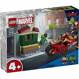 Kocke Super Heroes Iron Man na motociklu i Hulk 76287