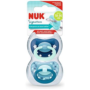 Nuk tolažilna duda - silikon Signature (18-36 m), 2 kosa multicolor