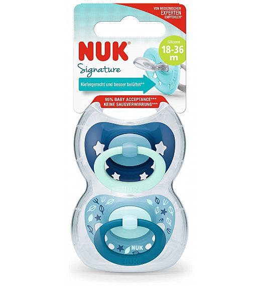 Nuk tolažilna duda - silikon Signature (18-36 m), 2 kosa multicolor NUK