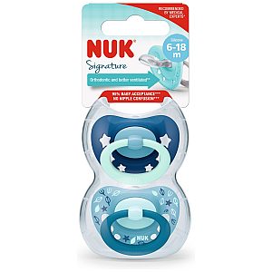 Nuk tolažilna duda - silikon Signature (6-18 m), 2 kosa multicolor