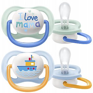 Avent SCF080/01 tolažilna duda - silikon ultra air, 0-6m, m, mama/čoln, 2/1