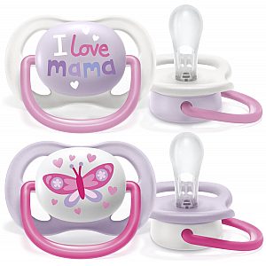 Avent SCF080/02 tolažilna duda - silikon ultra air, 0-6m, ž, mama/metulj, 2/1