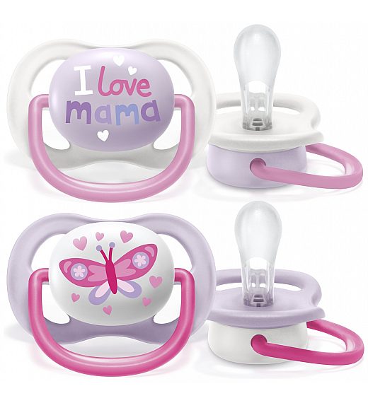 Avent SCF080/02 tolažilna duda - silikon ultra air, 0-6m, ž, mama/metulj, 2/1 Avent