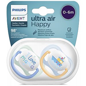 Avent SCF080/01 tolažilna duda - silikon ultra air, 0-6m, m, mama/čoln, 2/1