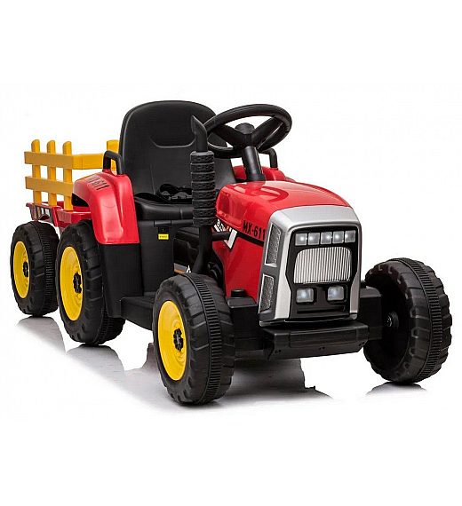 12V Traktor s prikolicom crveni