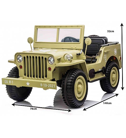 12V USA ARMY - dječji automobil na baterijem, beige