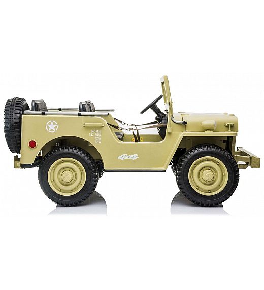 12V USA ARMY - dječji automobil na baterijem, beige