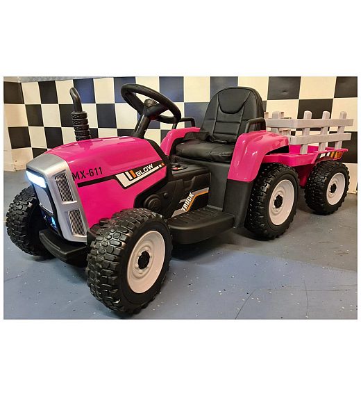 12V Traktor s prikolicom pink