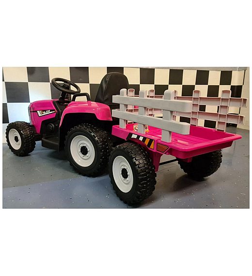 12V Traktor s prikolicom pink