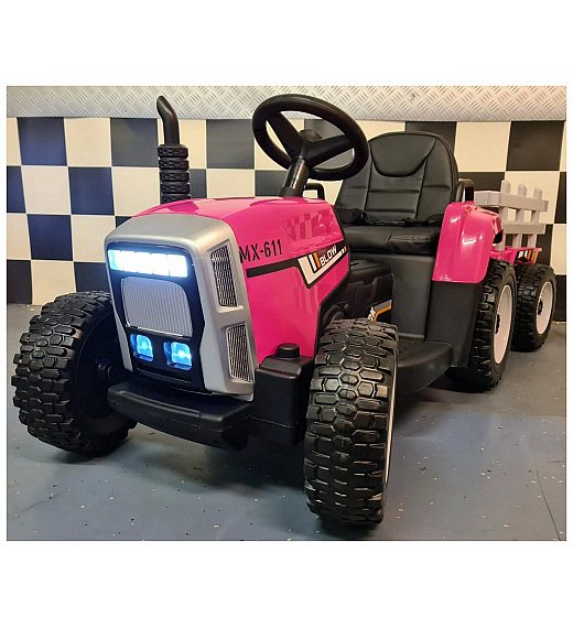 12V Traktor s prikolicom pink