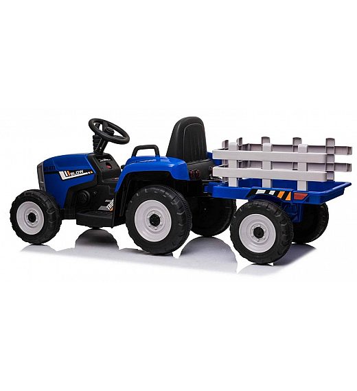 12V Traktor s prikolicom plavi