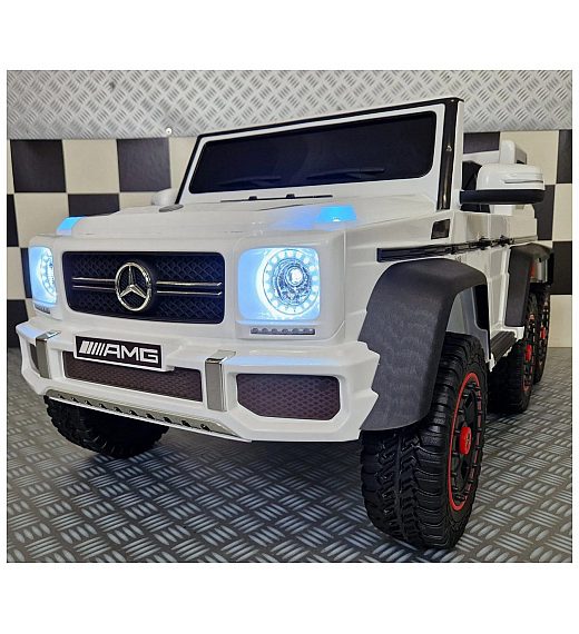 12V Mercedes G63 6X4 - otroški avto na akumulator, bel Cars4kids