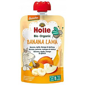 Holle sadni pire LAMA, banana, jabolko, mango im marelica, po 6. mesecu, 100g, BIO-DEMETER