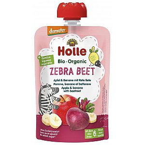 Holle sadni pire ZEBRA, jabolko & banana z rdečo peso po 6. mesecu, 100g, BIO-DEMETER