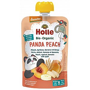 Holle sadni pire PANDA, breskev, marelica & banana s piro po 8. mesecu, 100g, BIO-DEMETER